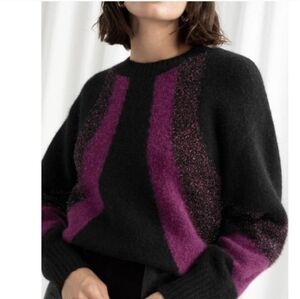 & Other Stories Paris Atelier Black Purple Glitter Alpaca Sweater Size XS